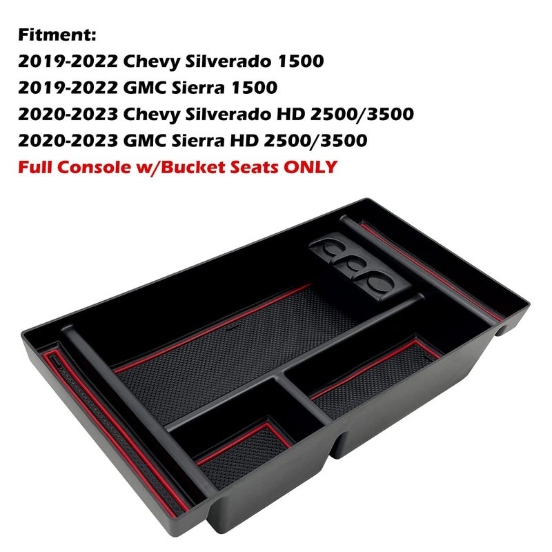 JOJOMARK Center Console Organizer Tray fits for 2019-2022 GMC Sierra/Chevy Silverado 1500 Accessories, 2020-2021 2022 2023 Silverado/Sierra 2500 HD/3500 HD - Image 3